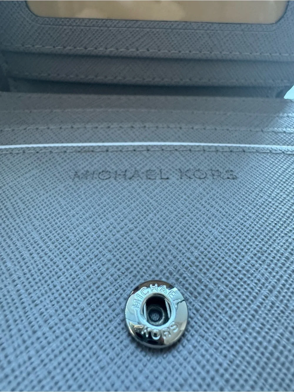 Michael Kors Pebbled Leather Compact Wallet - Light Gray